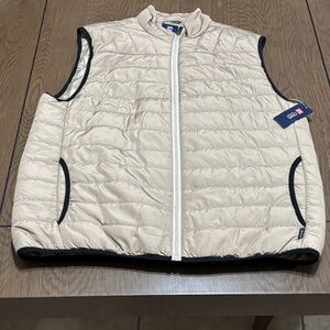 Chaps Light Tan Quilted Vest with Dark Accents